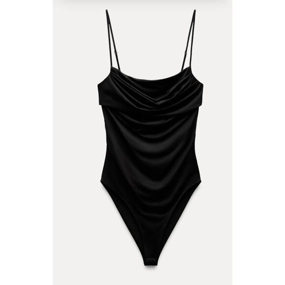 Zara Tops - NWT- Zara-DRAPED POLYAMIDE BODYSUIT-S